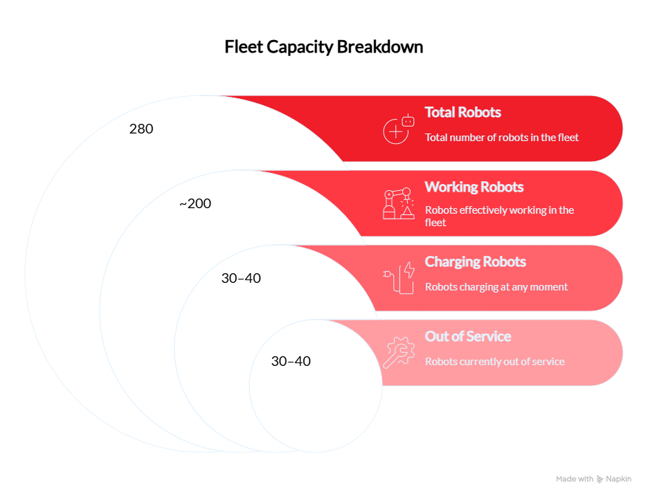 Rethinking How Operational Leadership Actually Works in Robotics 2 Fleet capacity breakdown